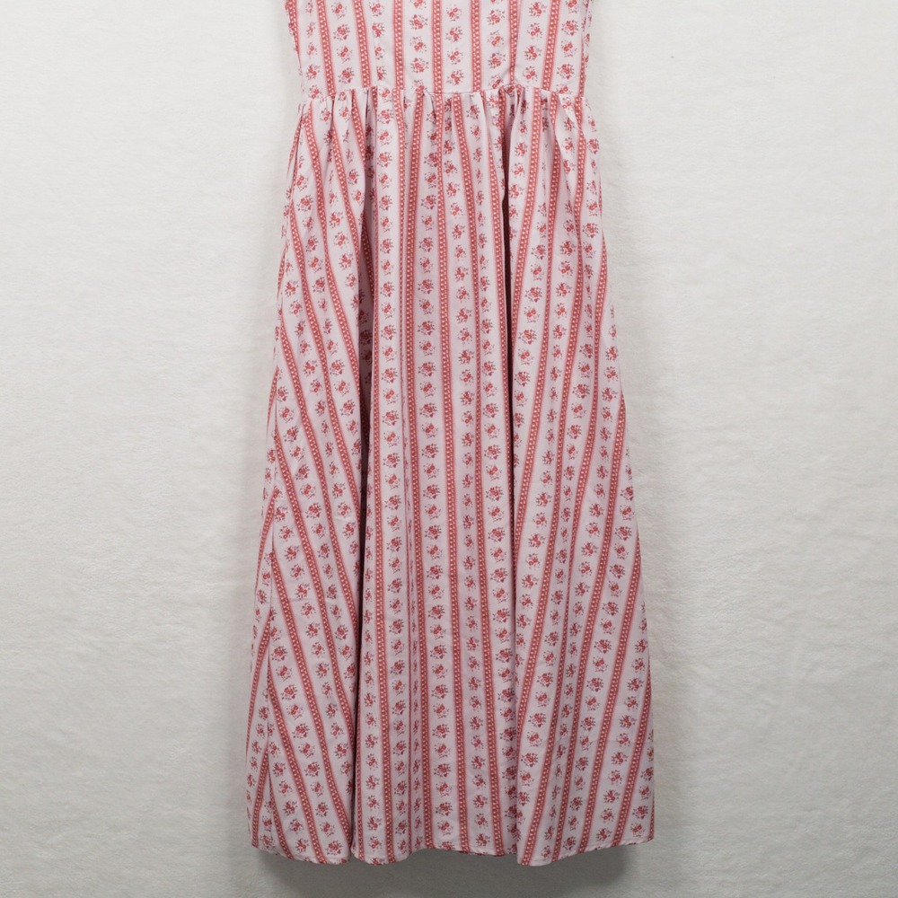 LAIT COLLECTION Floral Stripe Smocked Midi Dress Cottagecore Coquette S NWT - Picture 4 of 7